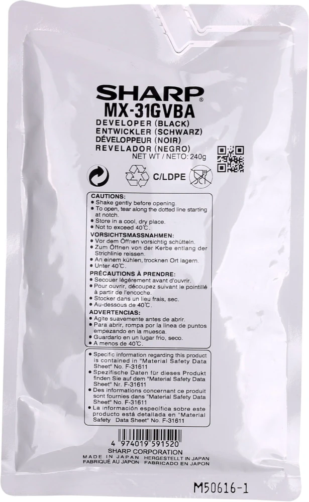 Sharp MX 31GVBA Siyah Orjinal Developer MX-2301  MX-2600   MX-3100