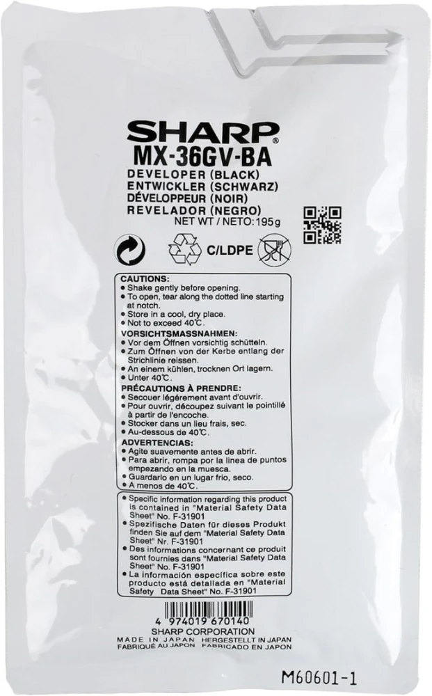 Sharp MX 36GVBA Orjinal Siyah Developer MX-2010 MX-2310 195Gr.